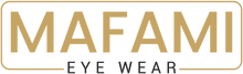 Gold and black logo of MAFAMI Eye Wear on a white background