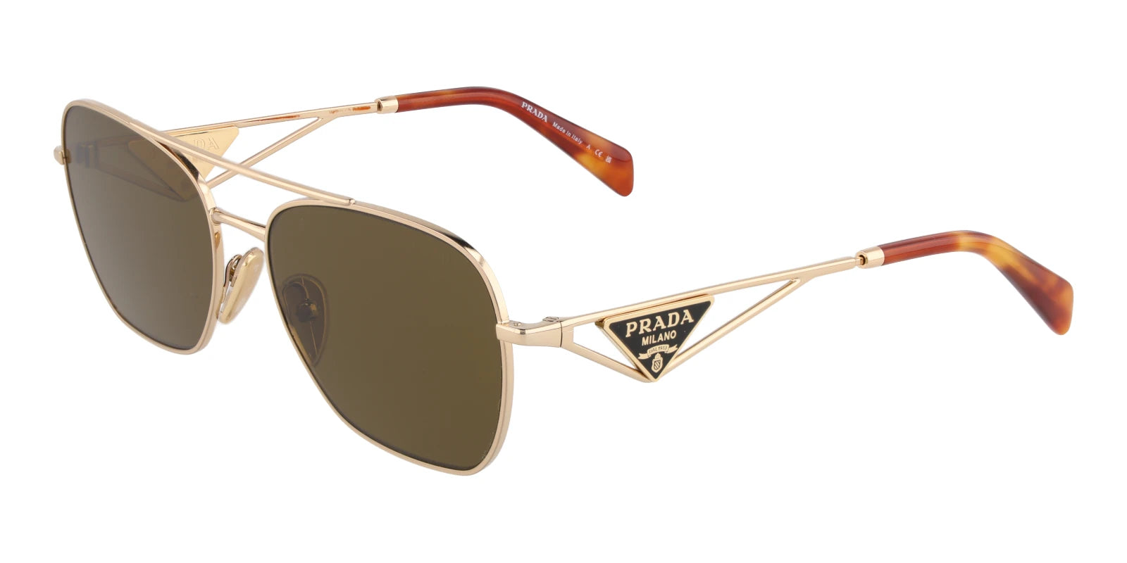 PRADA PRA50-Gold With Brown Lenses