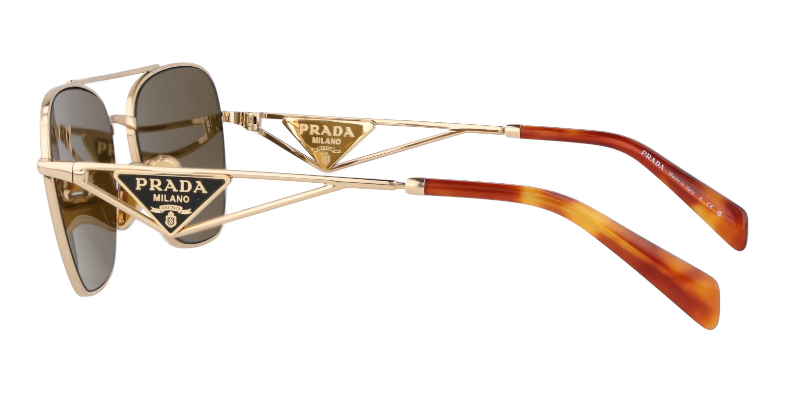 PRADA PRA50-Gold With Brown Lenses